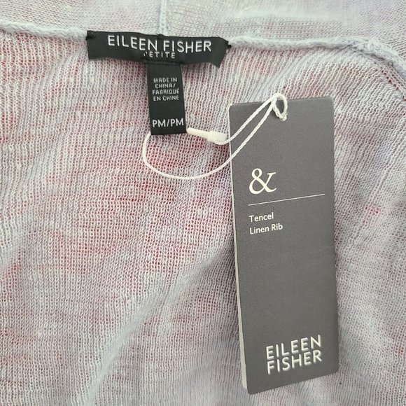Eileen Fisher women Cardigan Straight Long Tencel Linen Rib grayish sz PM new - Picture 10 of 12